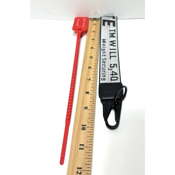 Off-White Keychain Lanyard Industrial Strap Design with Red Zip Tie Tag - Picture 6 of 7